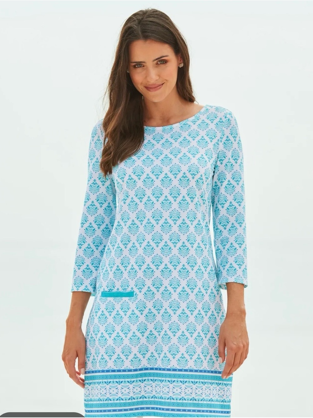 Cabana Life Blue and White Printed Dress